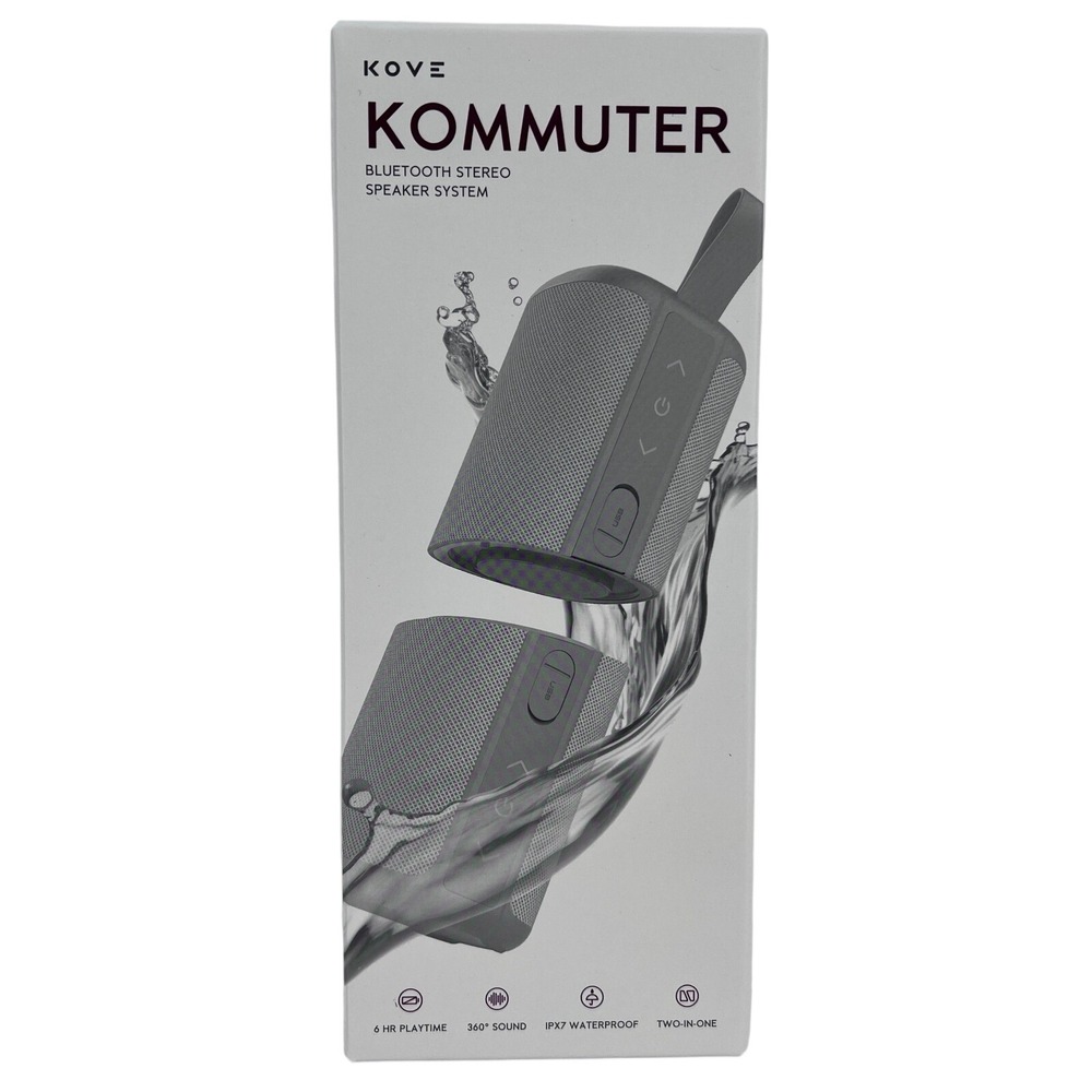 Kove Kommuter Bluetooth Stereo Speaker System IPX7 Waterproof 360 Sound NEW‎